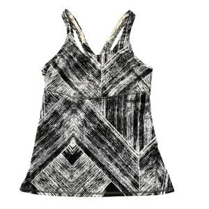 Lululemon Heatwave Crossback Tank Black White Print Size 8 EUC